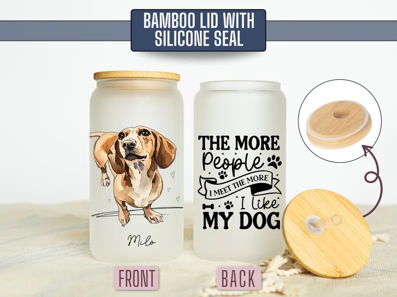 glass with dog's picture