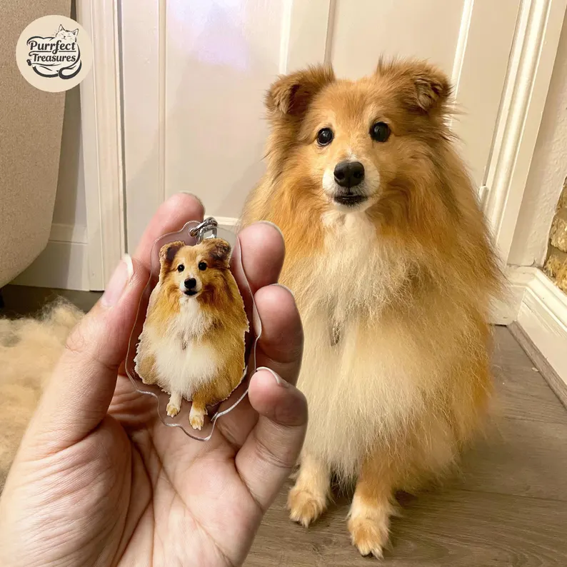 dog with matching keychain