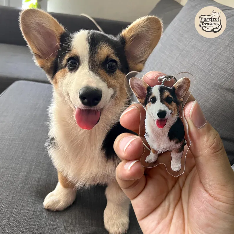 dog with matching keychain