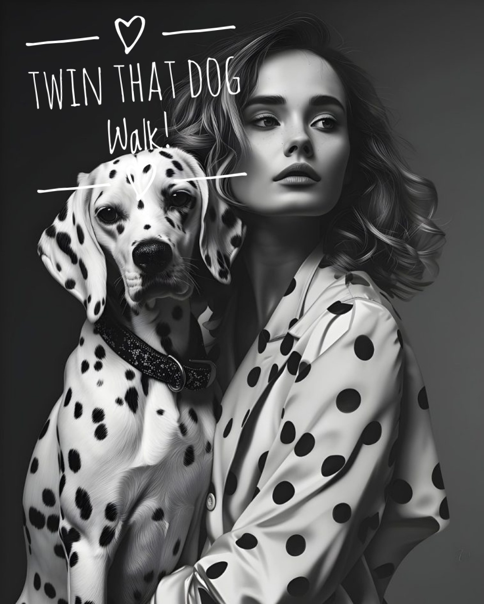 black and white dalmation and woman