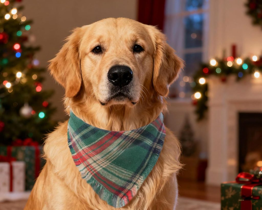 dog wearing bandana