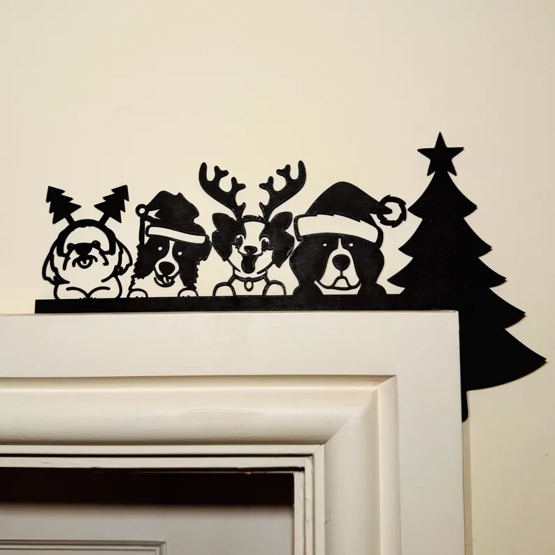 christmas dogs door corner