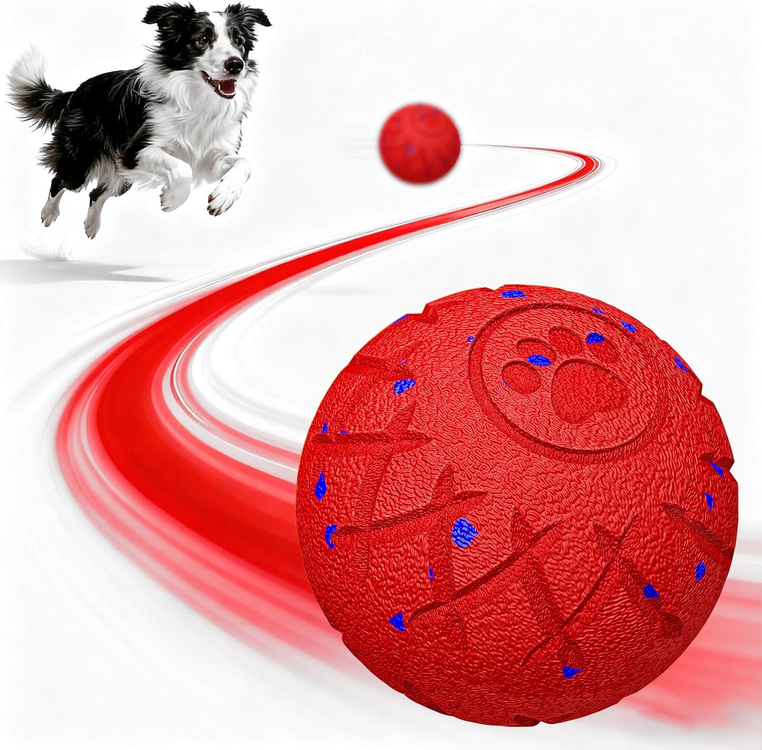 dog chasing red ball