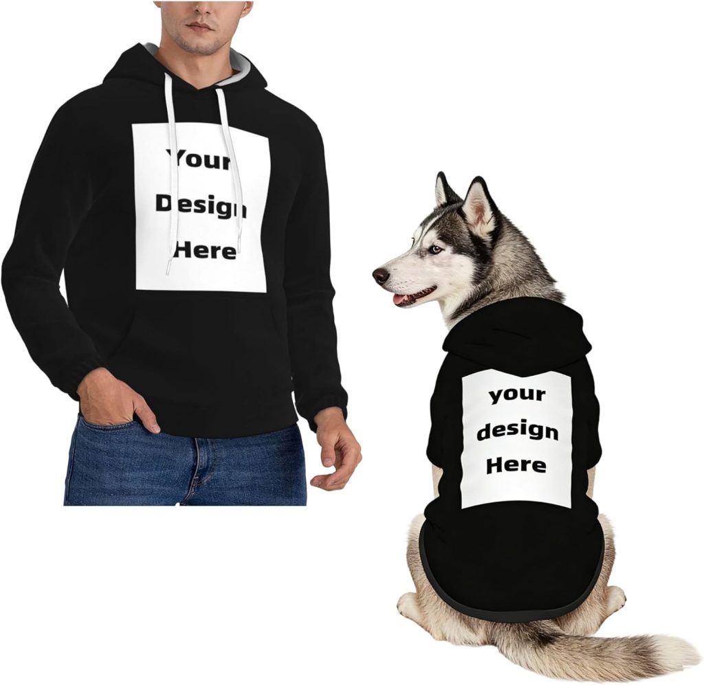 dog and owner wearing matching pullovers