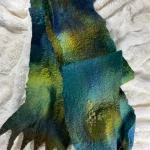 felted blue green winter scarf