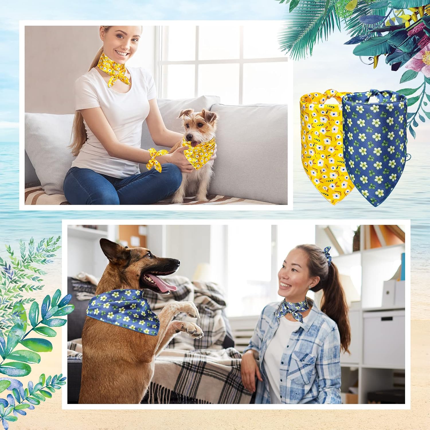 dog and woman with matching bandana and scrunchie