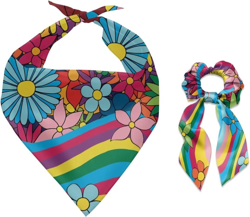 hippie dog bandana and hair bow