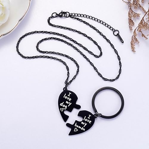 dog and owner matching necklace and collar charm