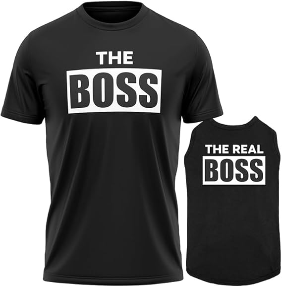 The boss matching dog and owner shirts